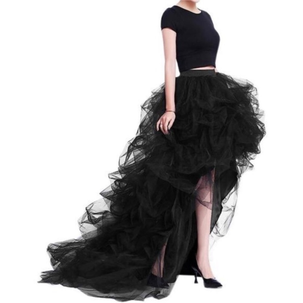 Women's Long High Low Ruffles Party Tulle Skirt
